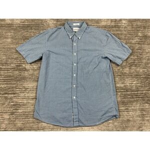 Saddlebred Shirt Mens Large‎ Blue Check Button Up Shortsleeve Casual